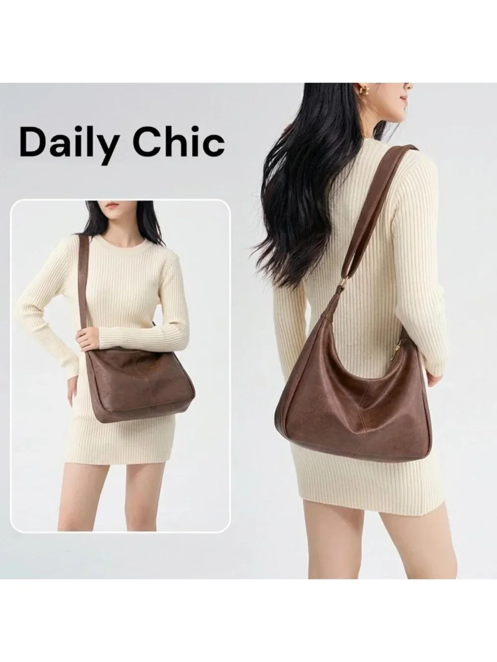 Ultra Soft Vegan Leather Hobo Bag for Women, Stylish Foldable Slouchy Tote